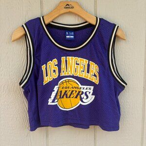 Ultra Game Los Angeles Lakers Crop Tank Top Women's Medium Purple NBA Mesh